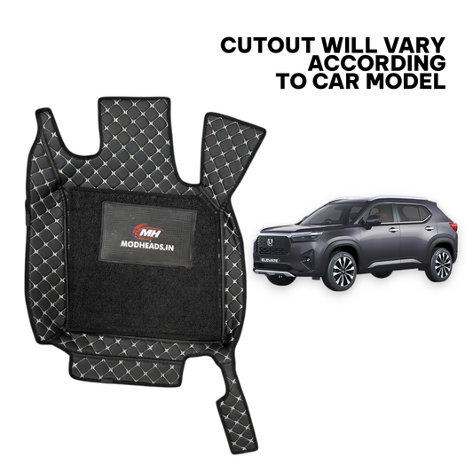 7D Mats For Honda Elevate | Black/Silver - Modheads.in