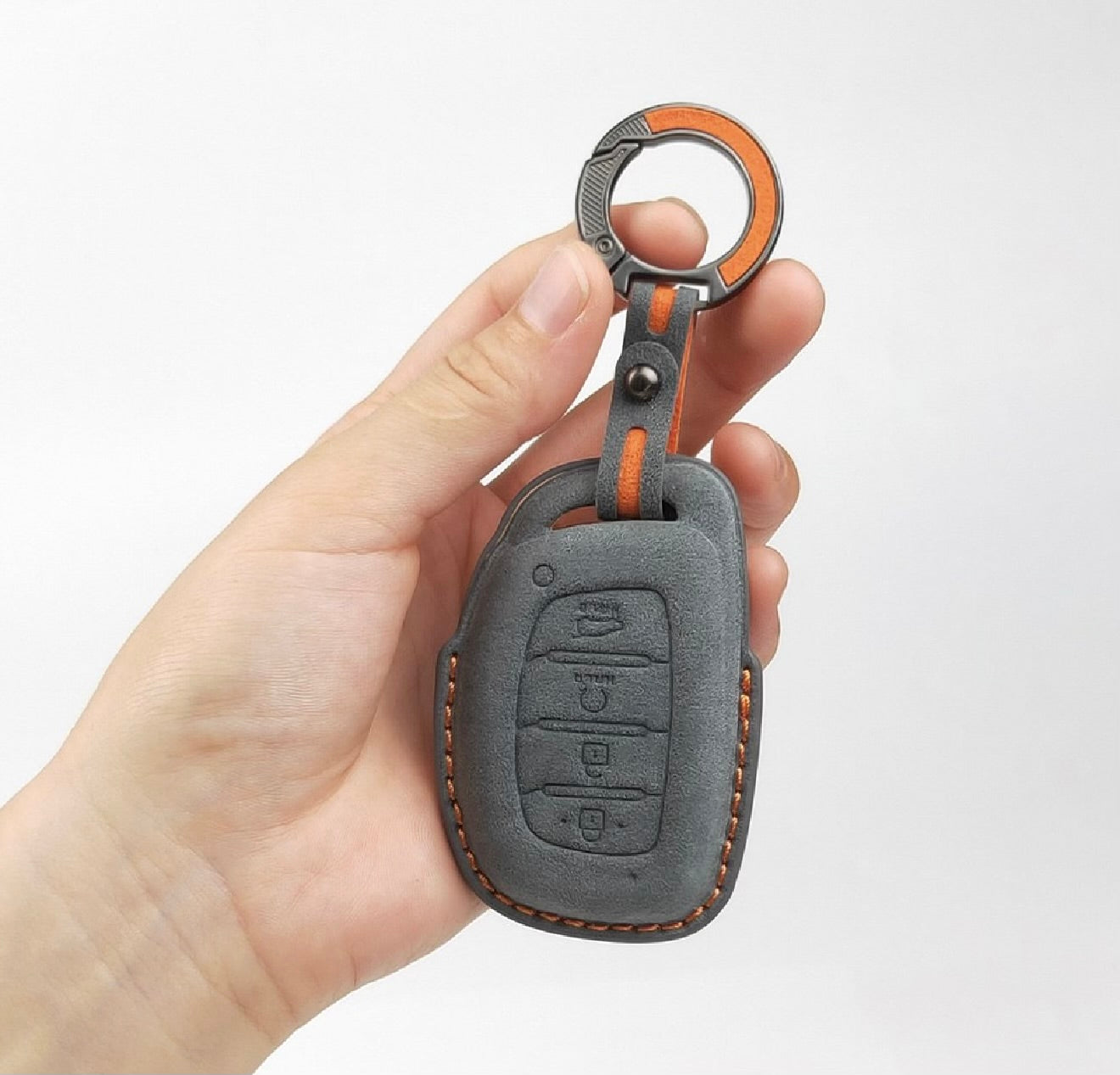 Alcantara Premium Key Cover For Hyundai | 4 Button (Grey)