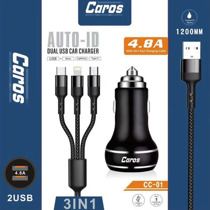 CAROS 4.8A Charger With 3-in-1 Charging Cable - Modheads.in