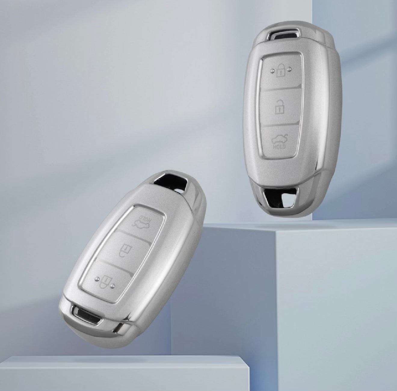Silver Finish TPU Keycover For Hyundai | 3 Button