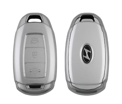 Silver Finish TPU Keycover For Hyundai | 3 Button