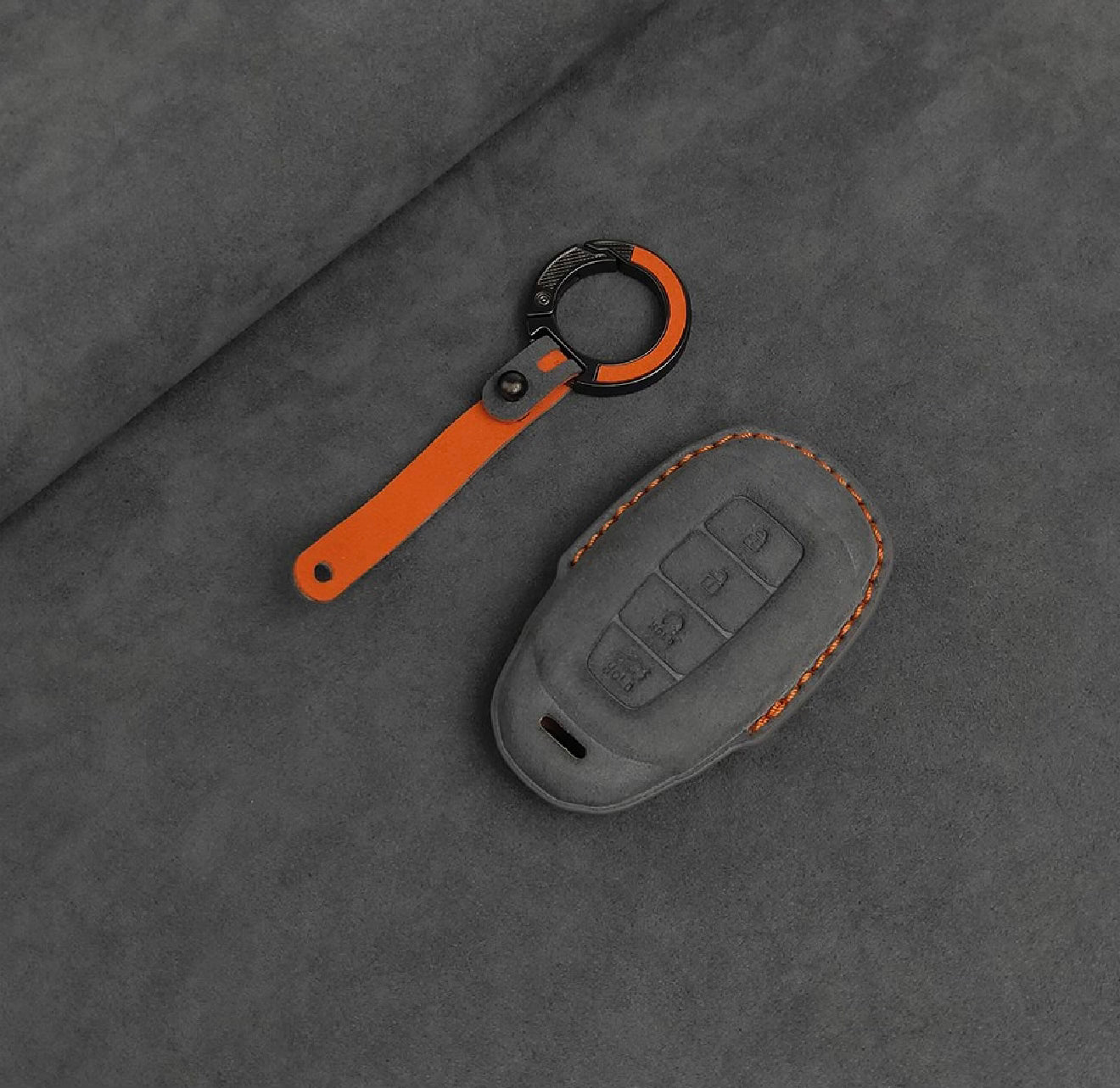 Alcantara Premium Key Cover For Hyundai | 4 Button (Grey)