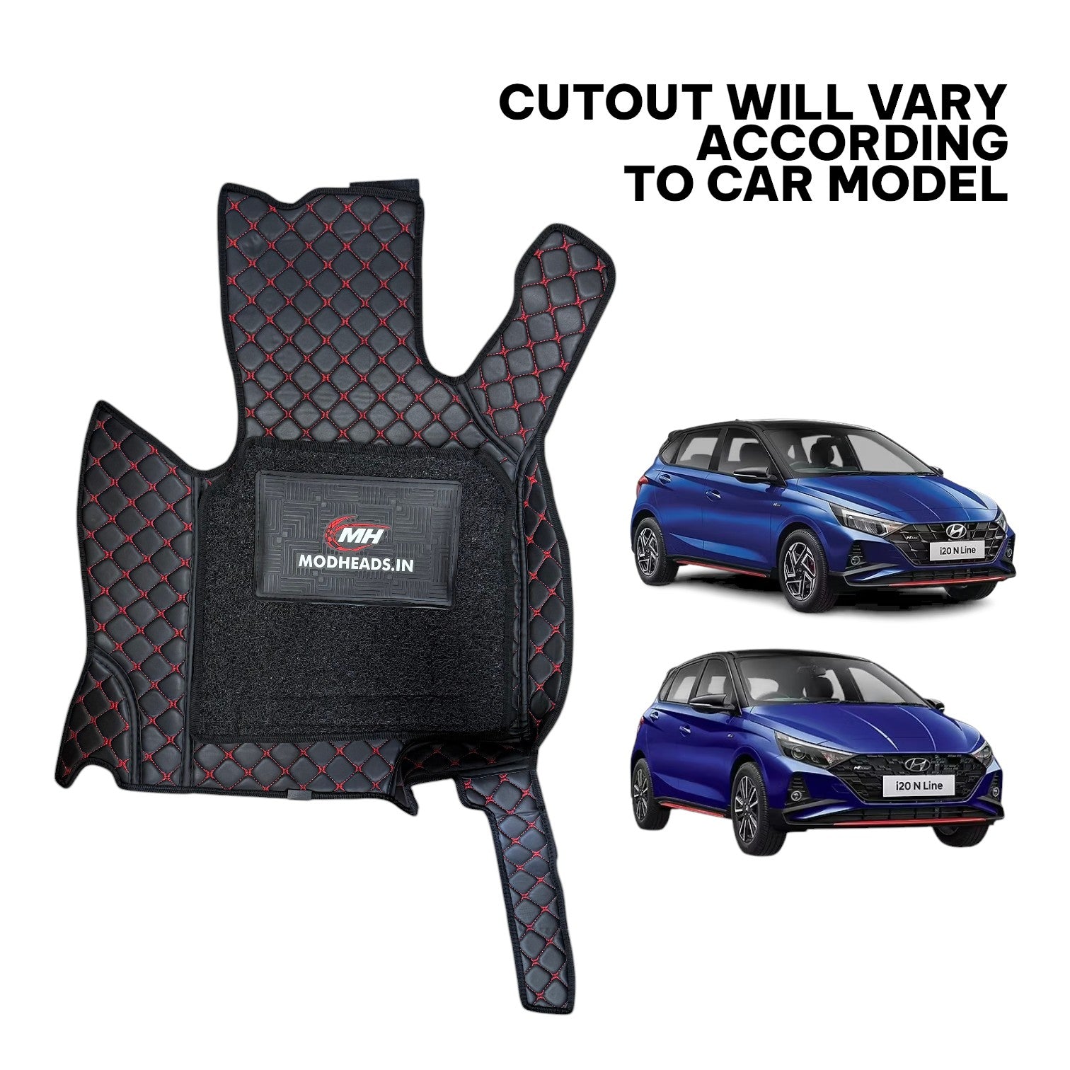7D Mats for i20 N Line 2021+ | Black/Red - Modheads.in
