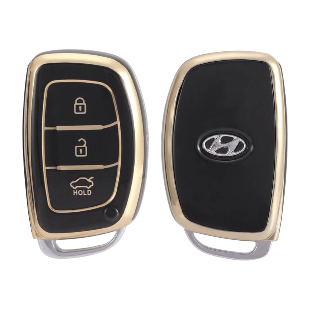 Golden Black TPU Key Cover for Hyundai | 3 Button