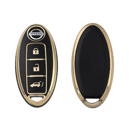Golden Black TPU Key Cover for Nissan | 3 Button