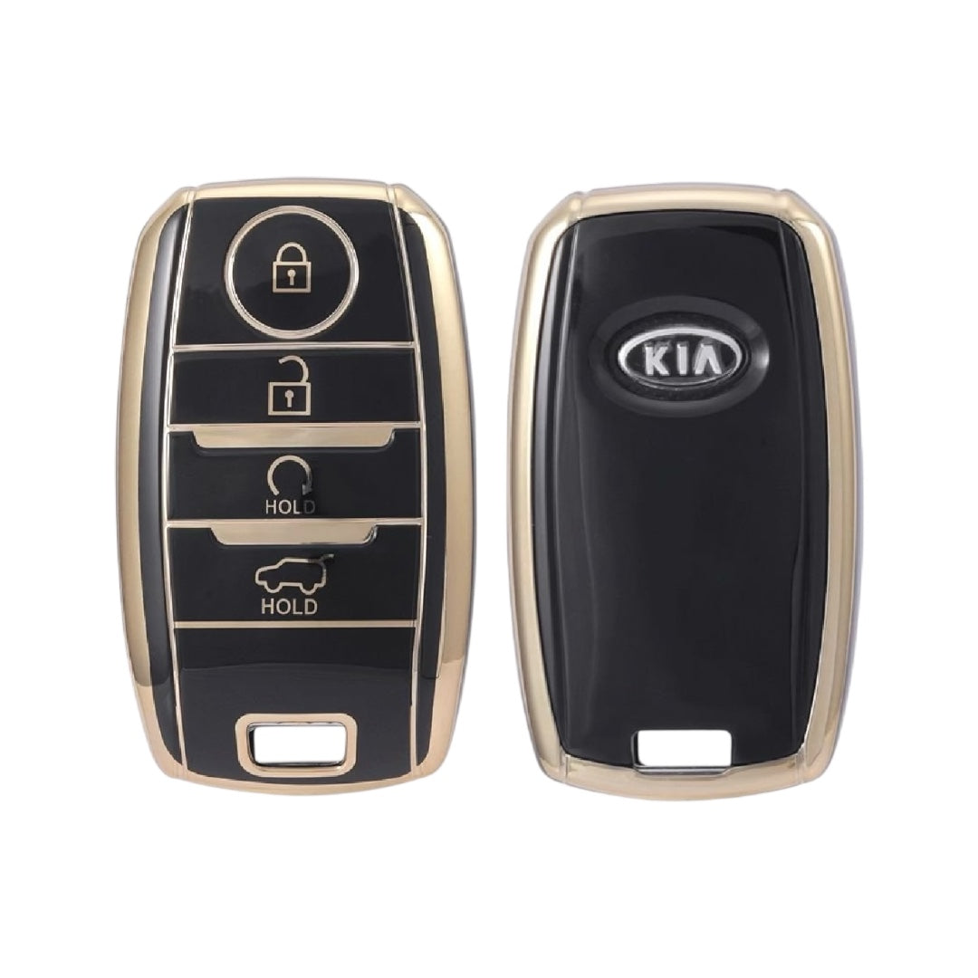 Golden Black TPU Key Cover for Kia | 4 Button