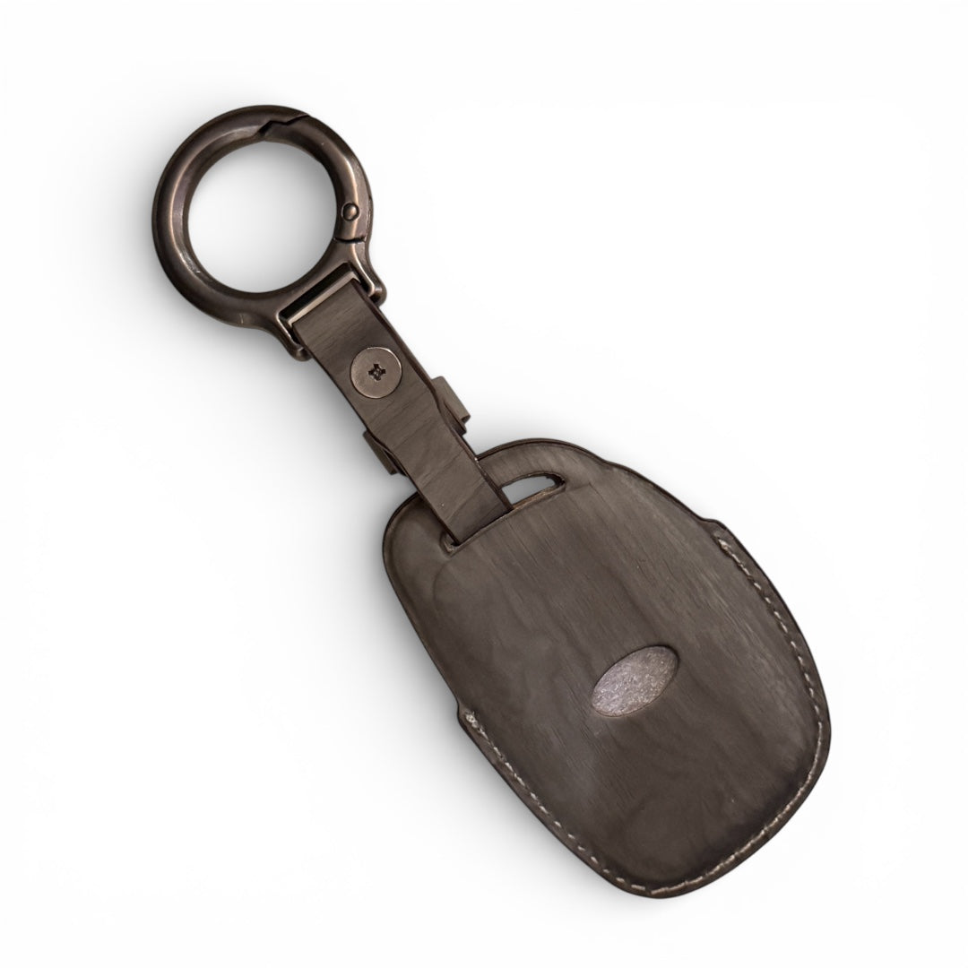 Wood Finish Premium KeyCover For Hyundai | 4 Button (Light Smoke Gray)