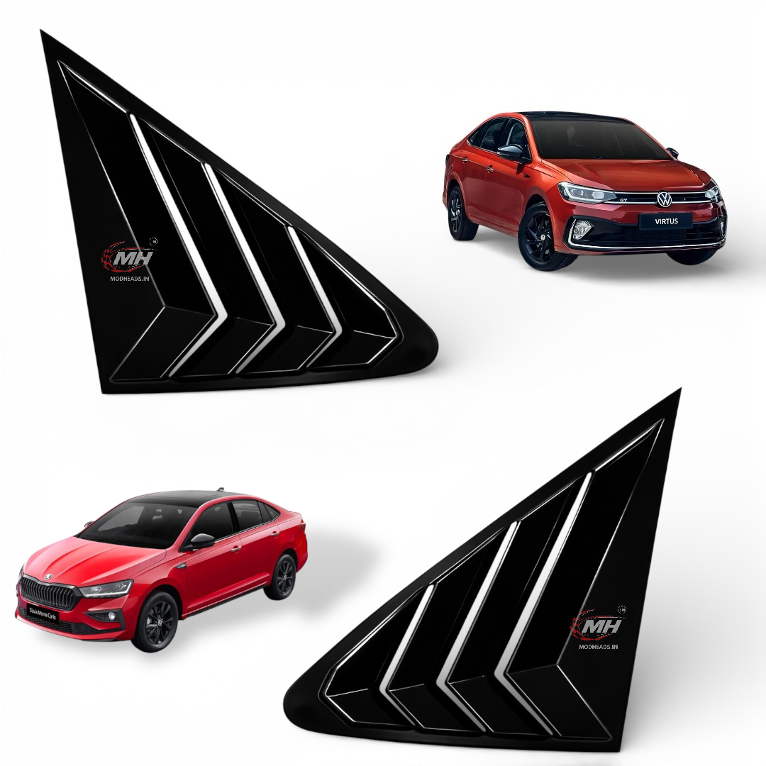 Gloss Black Window Louvers For VW Virtus, Skoda Slavia - Modheads.in