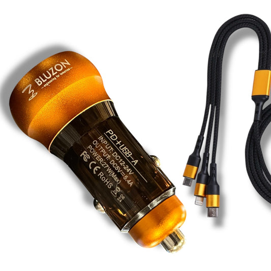 BLUZON 5.4A Charger with 3-in-1 Cable