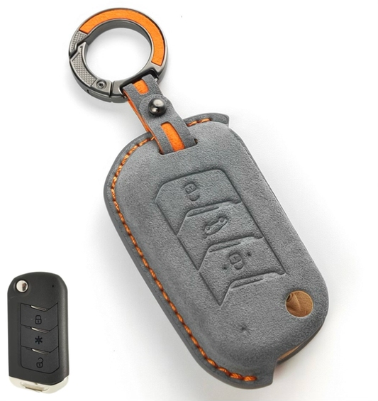 Alcantara Premium Key Cover For Mahindra | 3 Button (Grey)