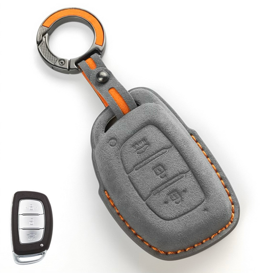 Alcantara Premium Key Cover For Hyundai | 3 Button (Grey)