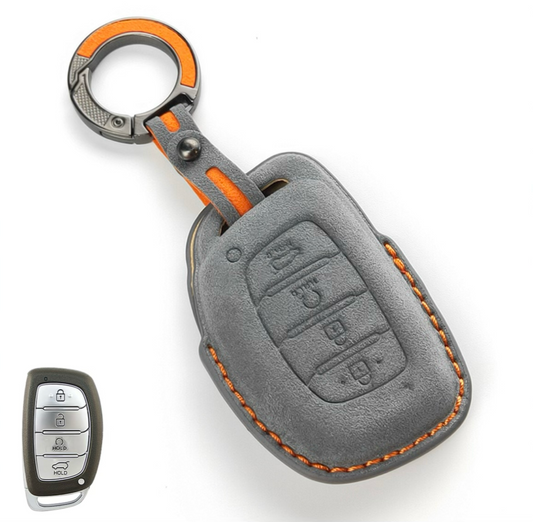 Alcantara Premium Key Cover For Hyundai | 4 Button (Grey)