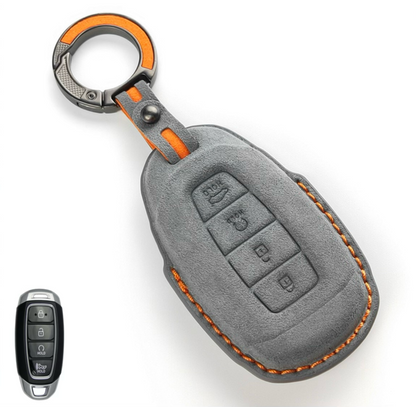 Alcantara Premium Key Cover For Hyundai | 4 Button (Grey)