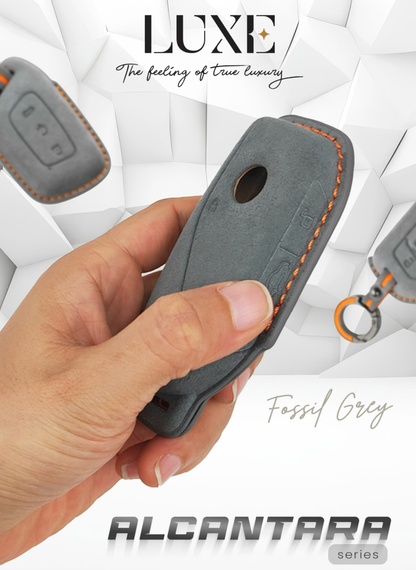 Alcantara Premium Key Cover For Mahindra | 3 Button (Grey)