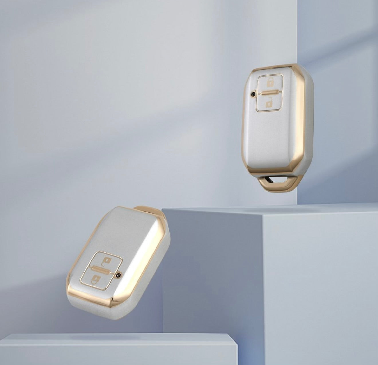 Golden White TPU Key Cover For Maruti Suzuki / Toyota | 2 Button