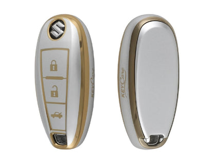 Golden White TPU Key Cover For Maruti Suzuki | 3 Button - Modheads.in