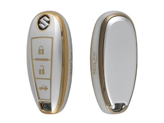 Golden White TPU Key Cover For Maruti Suzuki | 3 Button