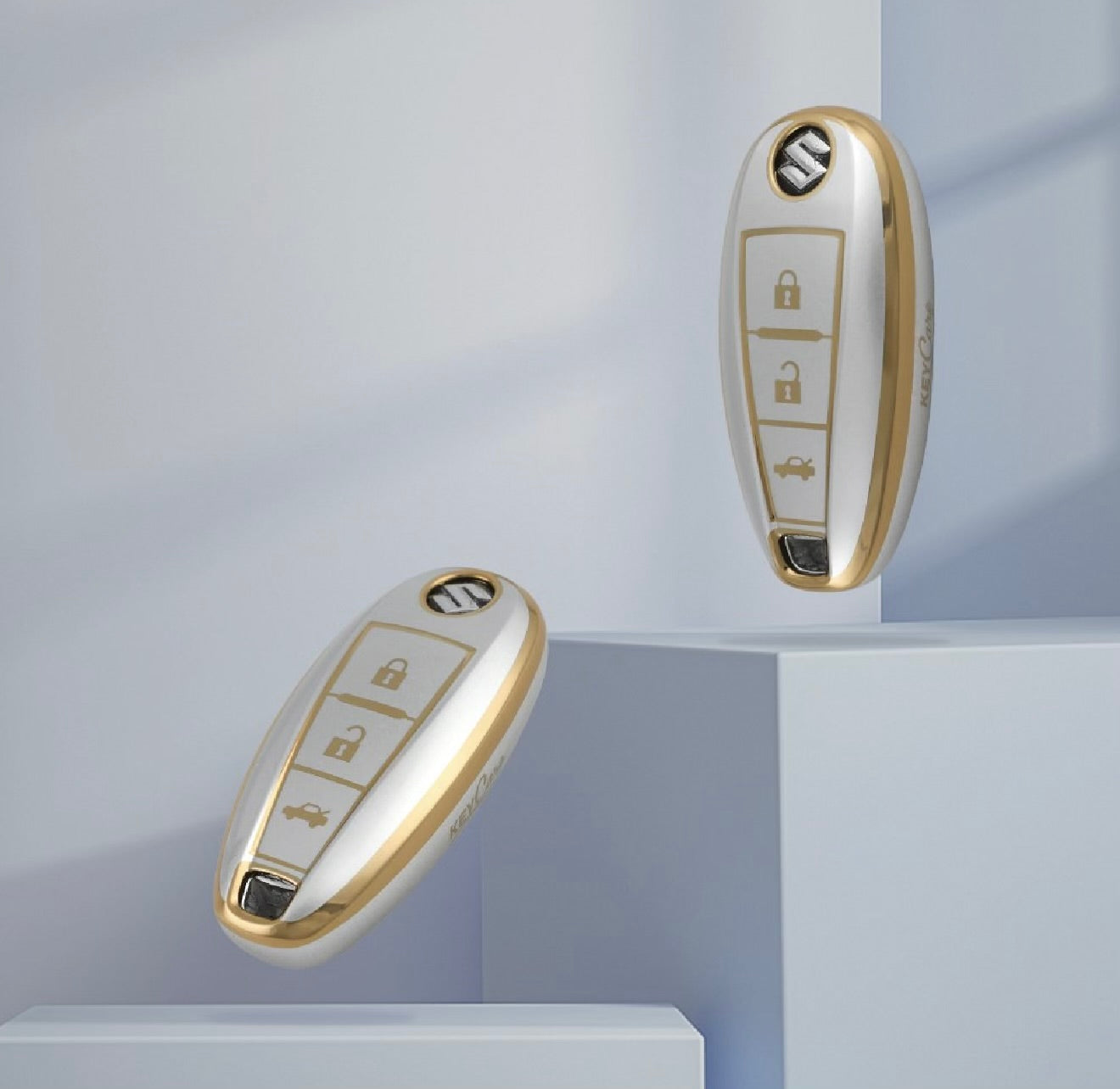 Golden White TPU Key Cover For Maruti Suzuki | 3 Button - Modheads.in