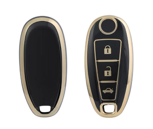 Golden Black TPU Key Cover for Maruti Suzuki | 3 Button