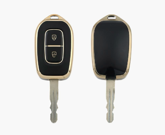 Golden Black TPU Key Cover for Renault | 2 Button