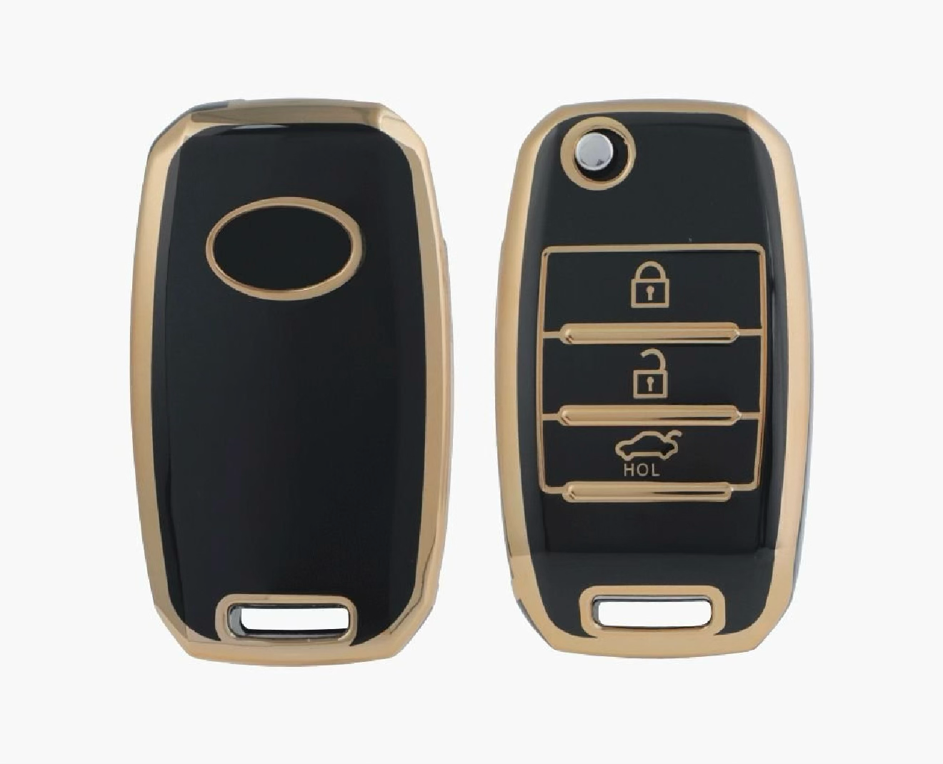 Golden Black TPU Key Cover for Kia | 3 Button