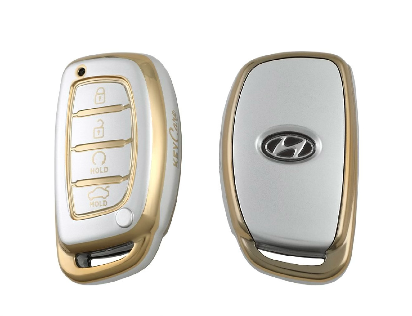 Golden White TPU Key Cover For Hyundai | 4 Button