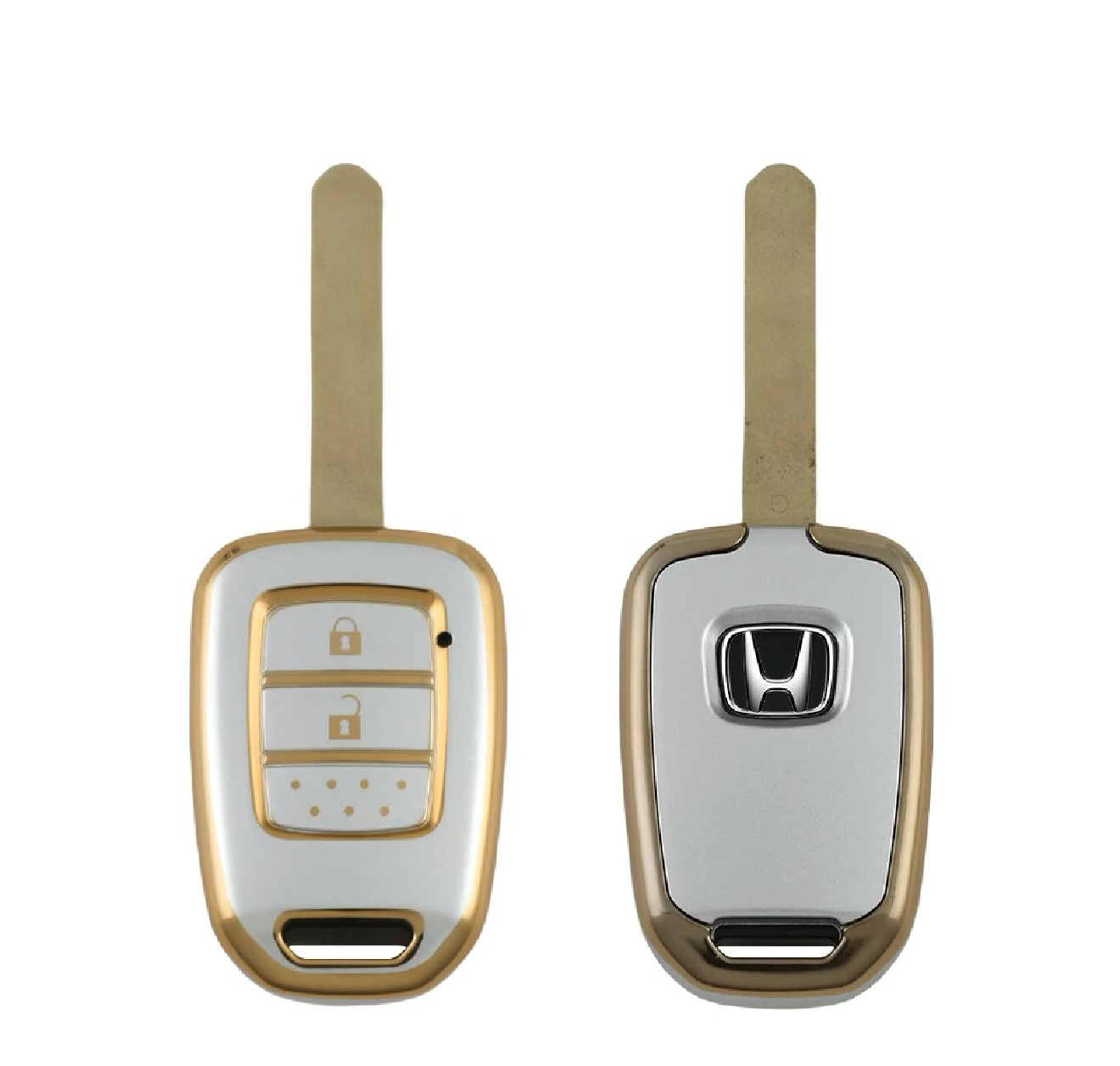 Golden White TPU Key Cover For Honda | 2 Button