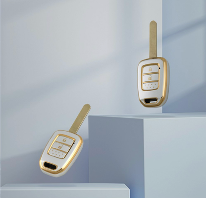 Golden White TPU Key Cover For Honda | 2 Button