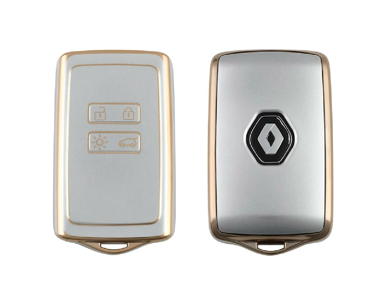 Golden White TPU Key Cover For Renault | 4 Button