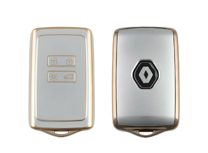 Golden White TPU Key Cover For Renault | 4 Button