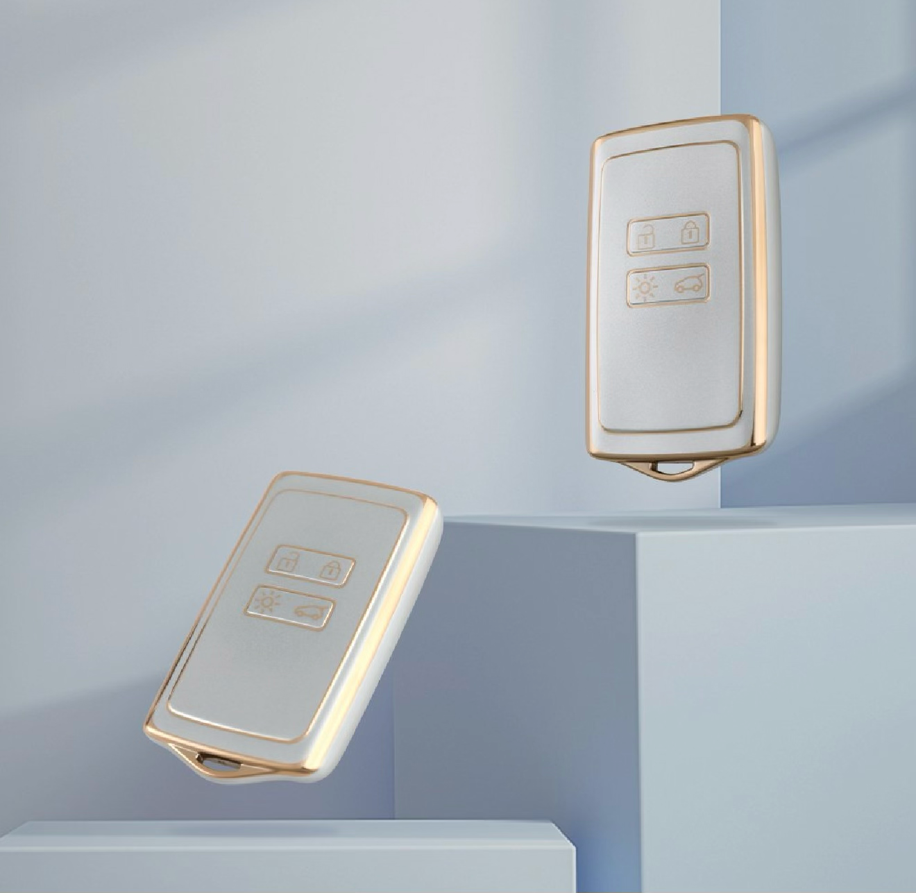 Golden White TPU Key Cover For Renault | 4 Button
