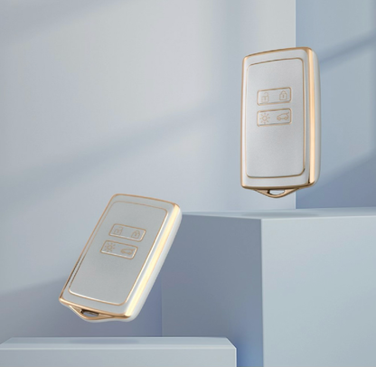 Golden White TPU Key Cover For Renault | 4 Button