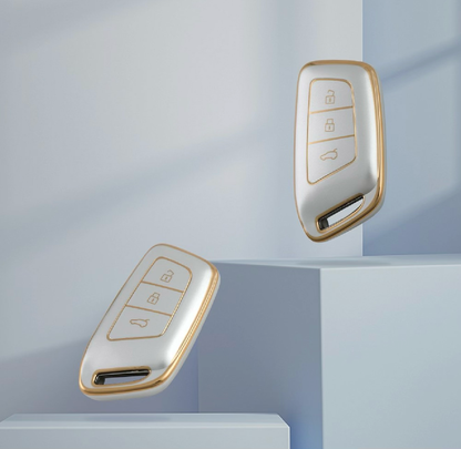 Golden White TPU Key Cover For MG | 3 Button