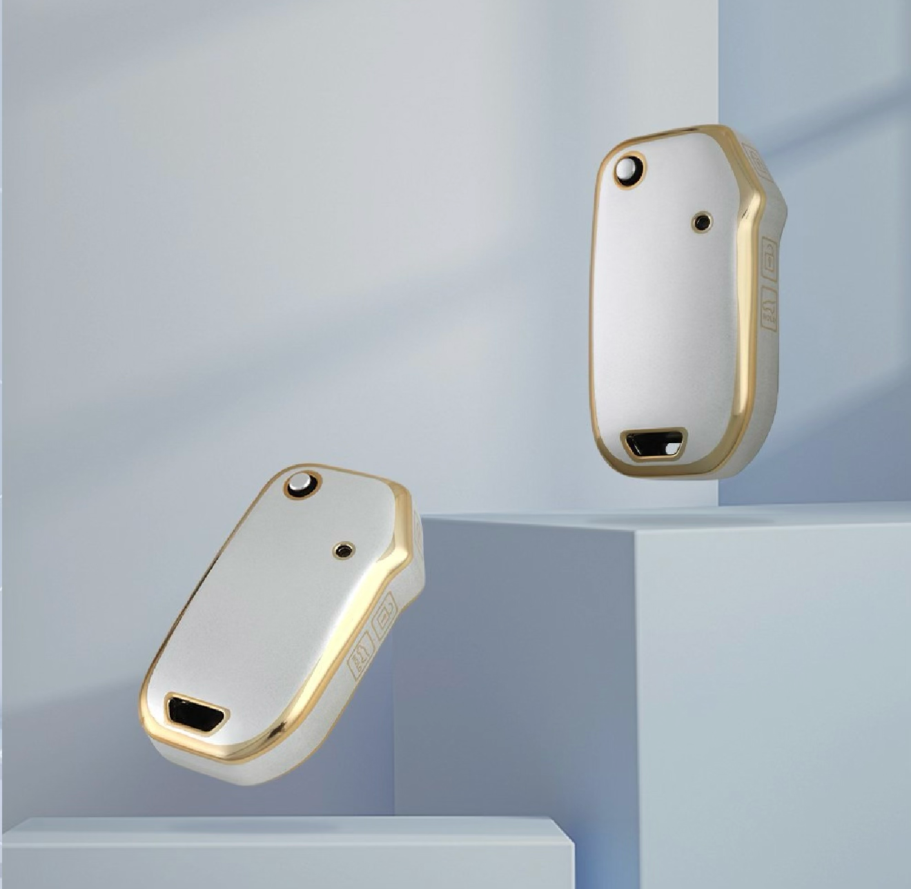 Golden White TPU Key Cover For Kia | 3 Button
