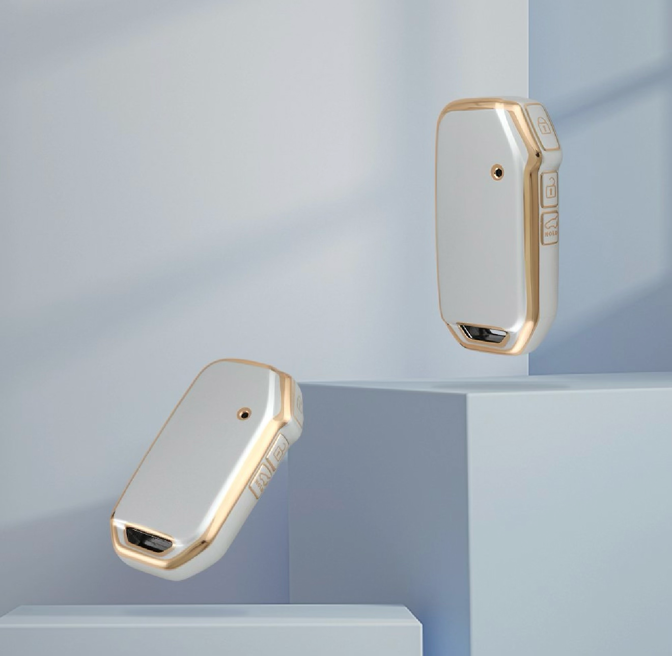 Golden White TPU Key Cover For Kia | 3 Button