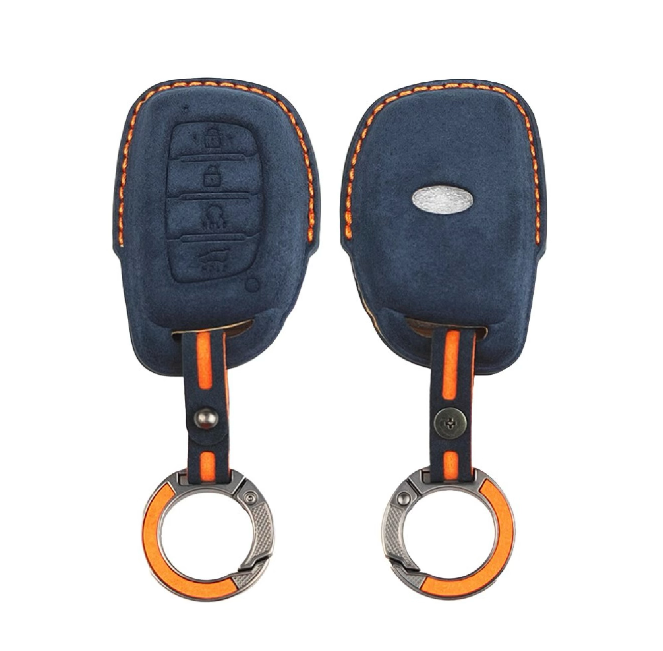 Alcantara Premium Key Cover For Hyundai | 4 Button (Blue)