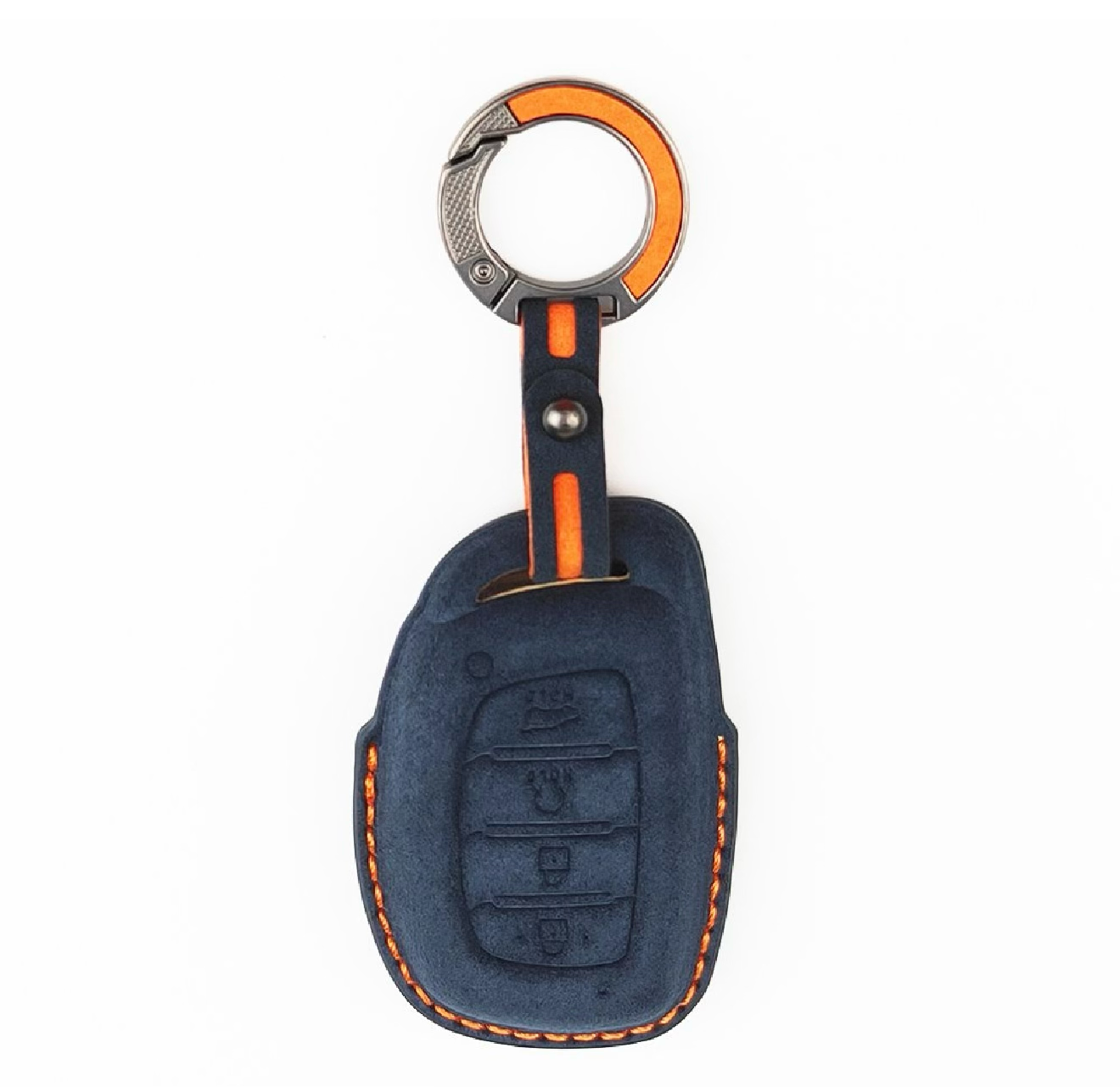 Alcantara Premium Key Cover For Hyundai | 4 Button (Blue)