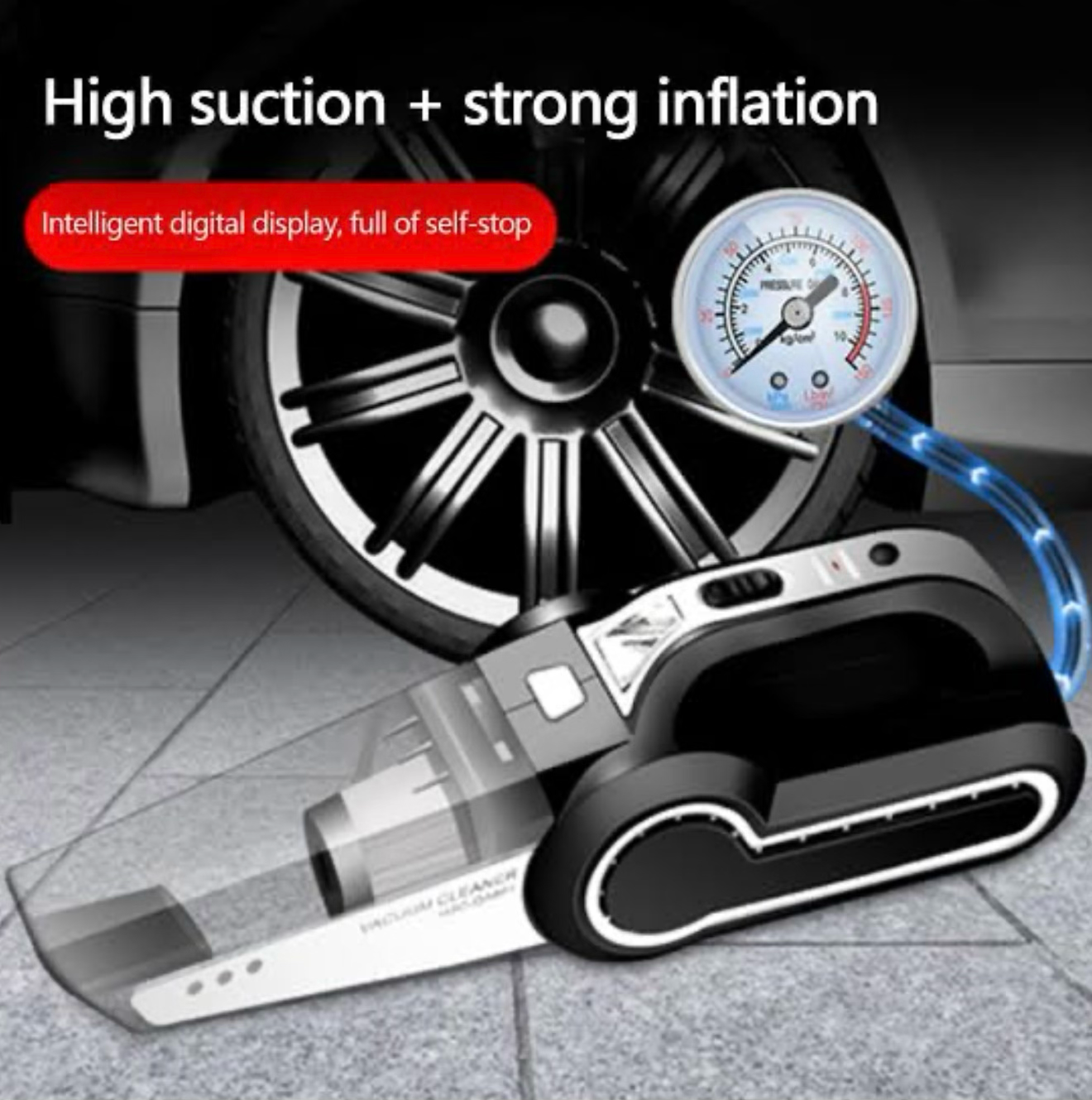 SIMOX 2IN1 Portable Vacuum Cleaner & Tire Inflator 150PSI 120W/DC12V