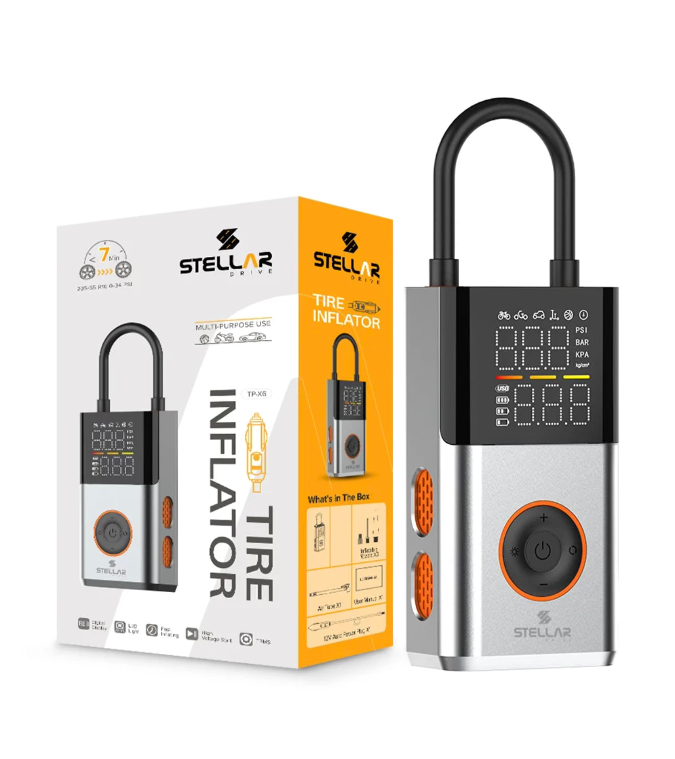 Stellar Drive Portable Tire Inflator | 4500mAh | 150 PSI | TP-X6 NEXUS - 1 Year Warranty