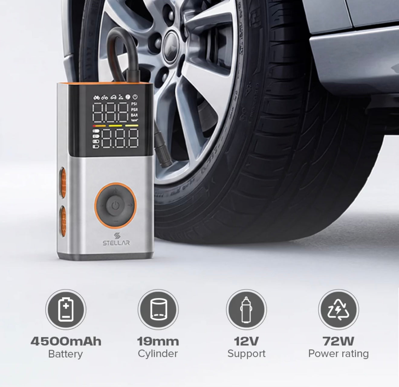 Stellar Drive Portable Tire Inflator | 4500mAh | 150 PSI | TP-X6 NEXUS - 1 Year Warranty