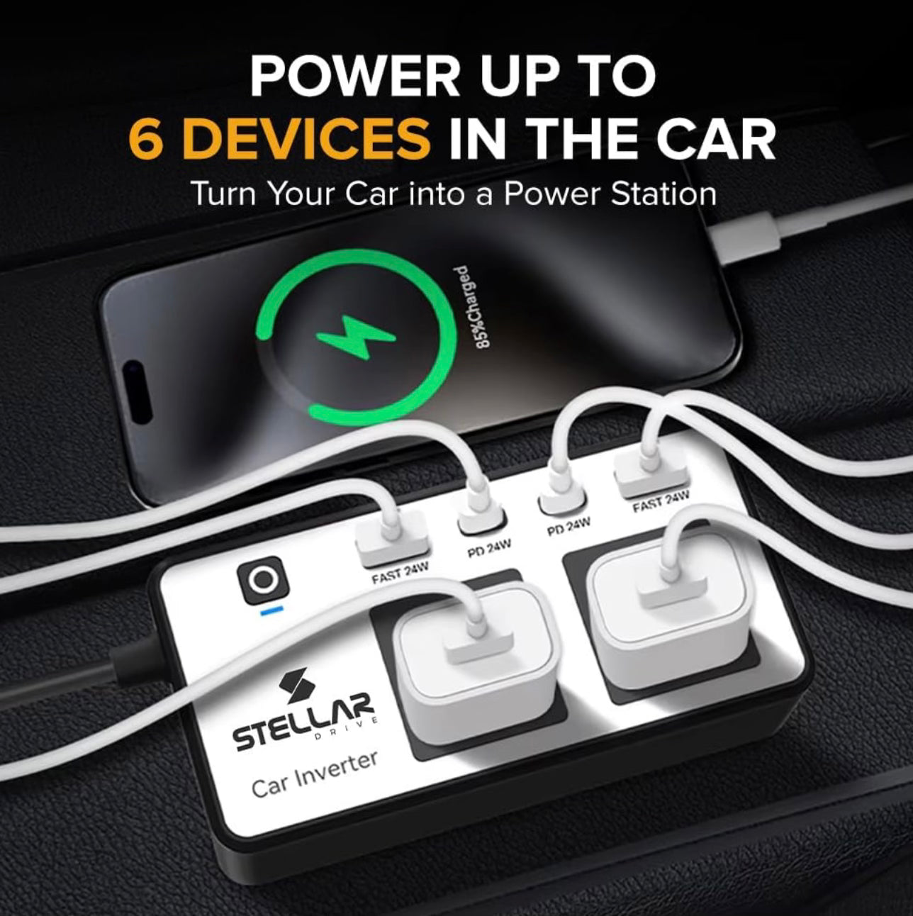 Stellar Drive 200W Car Laptop Charger | 6in1 | XC-200 Pro Lapdrive - 1 Year Warranty