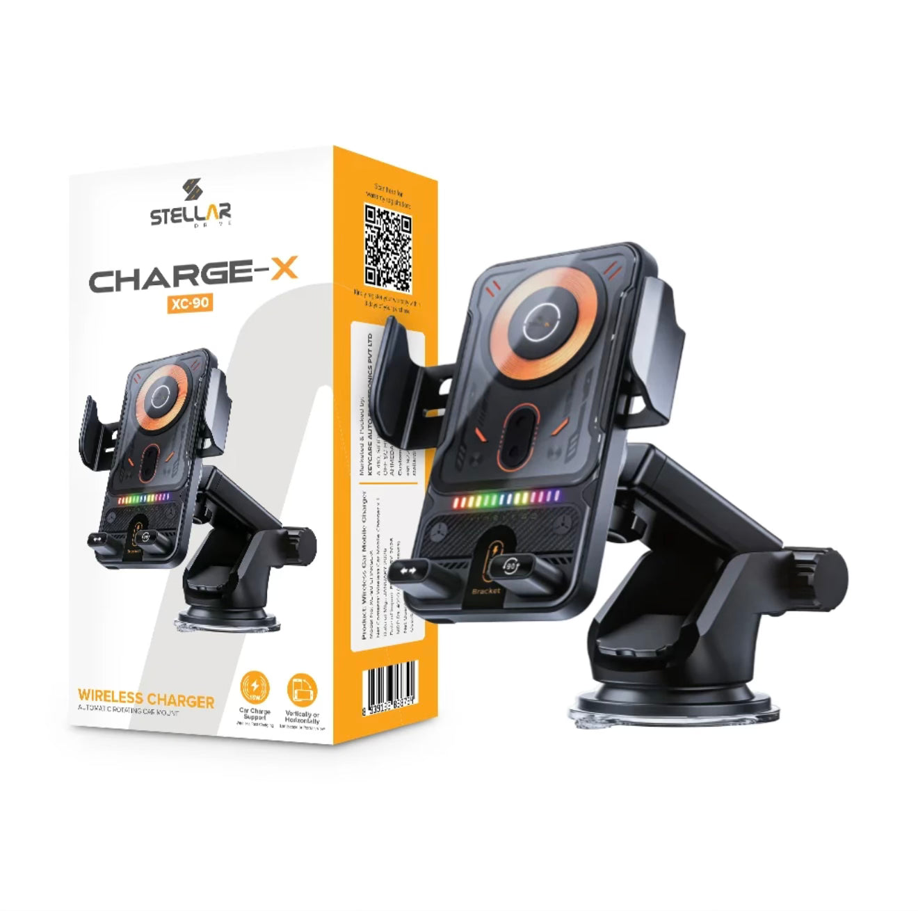 Stellar Drive 15W Auto-Clamp Wireless Car Charger | XC-90 CHARGE-X - 1 Year Warranty