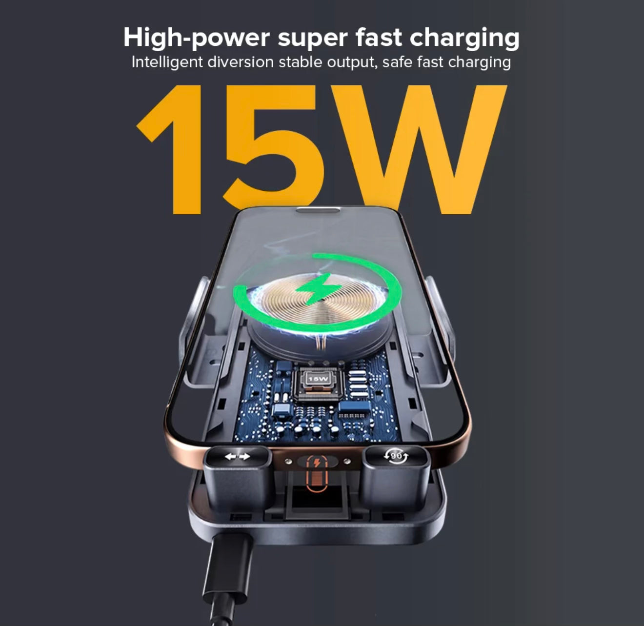 Stellar Drive 15W Auto-Clamp Wireless Car Charger | XC-90 CHARGE-X - 1 Year Warranty