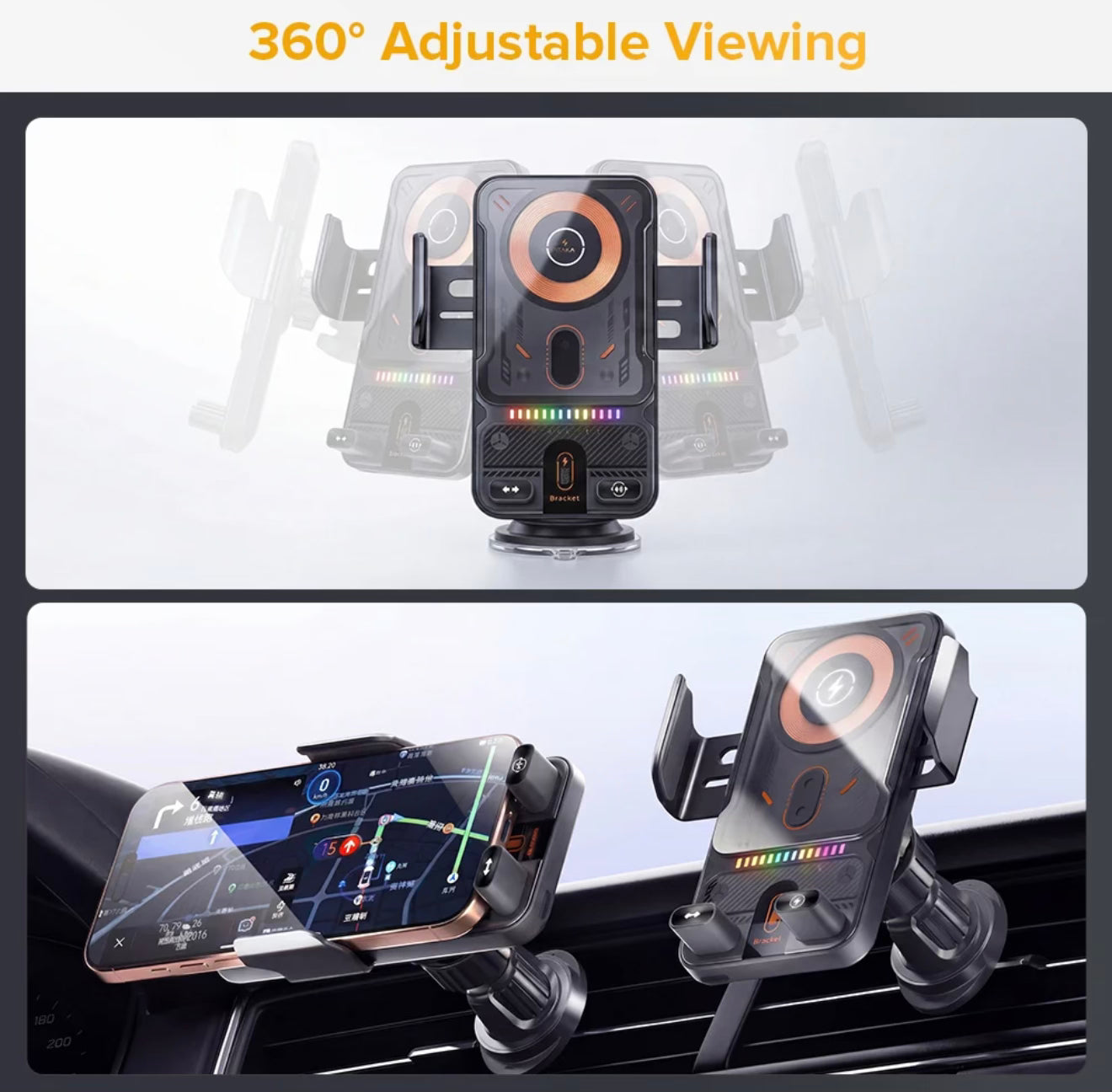 Stellar Drive 15W Auto-Clamp Wireless Car Charger | XC-90 CHARGE-X - 1 Year Warranty