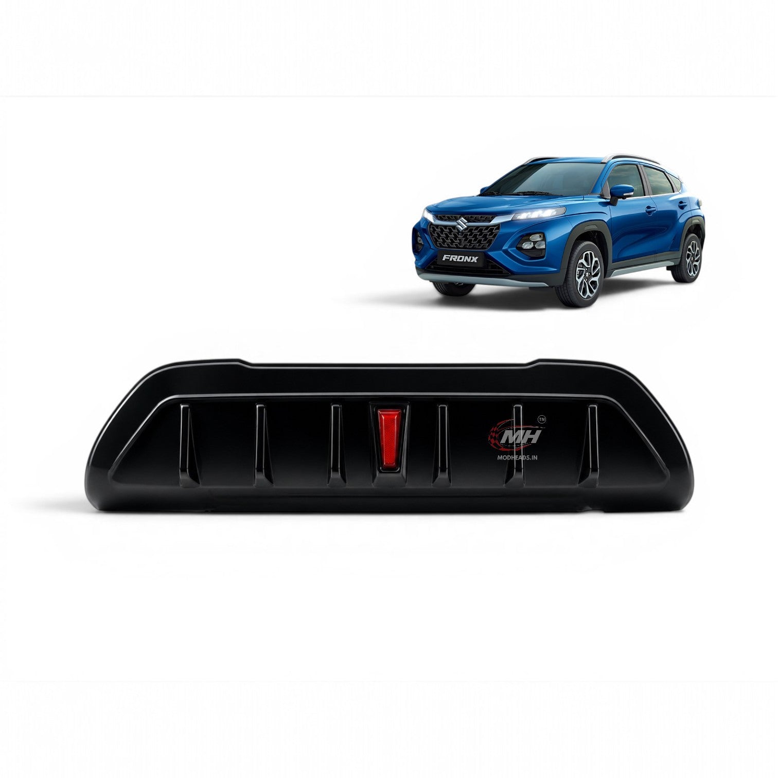 Rear Bumper Diffuser For Fronx | With Brake Light | Gloss Black - Modheads.in