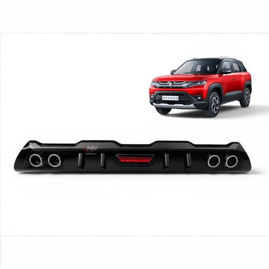 Rear Bumper Diffuser For Brezza 2022+ | With Brake Light | Gloss Black