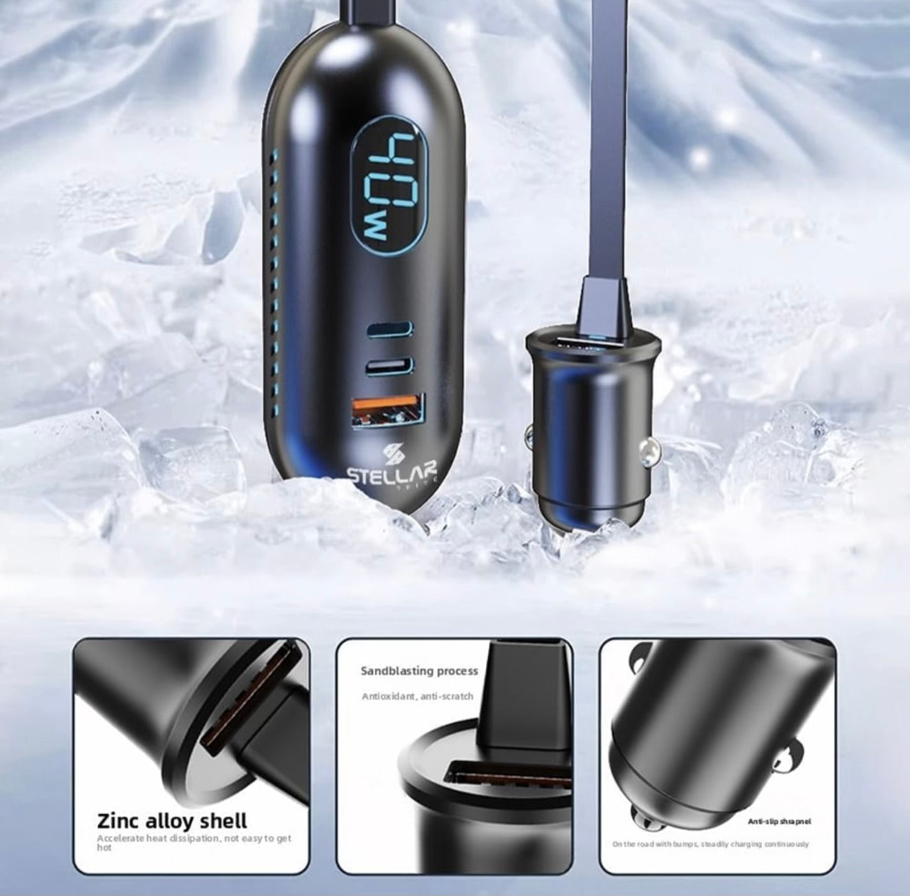 Stellar XC 13 | 5-in-1 Car Mobile Charger | Multi Port | Fast Charger | 1 Year Warranty - Modheads.in
