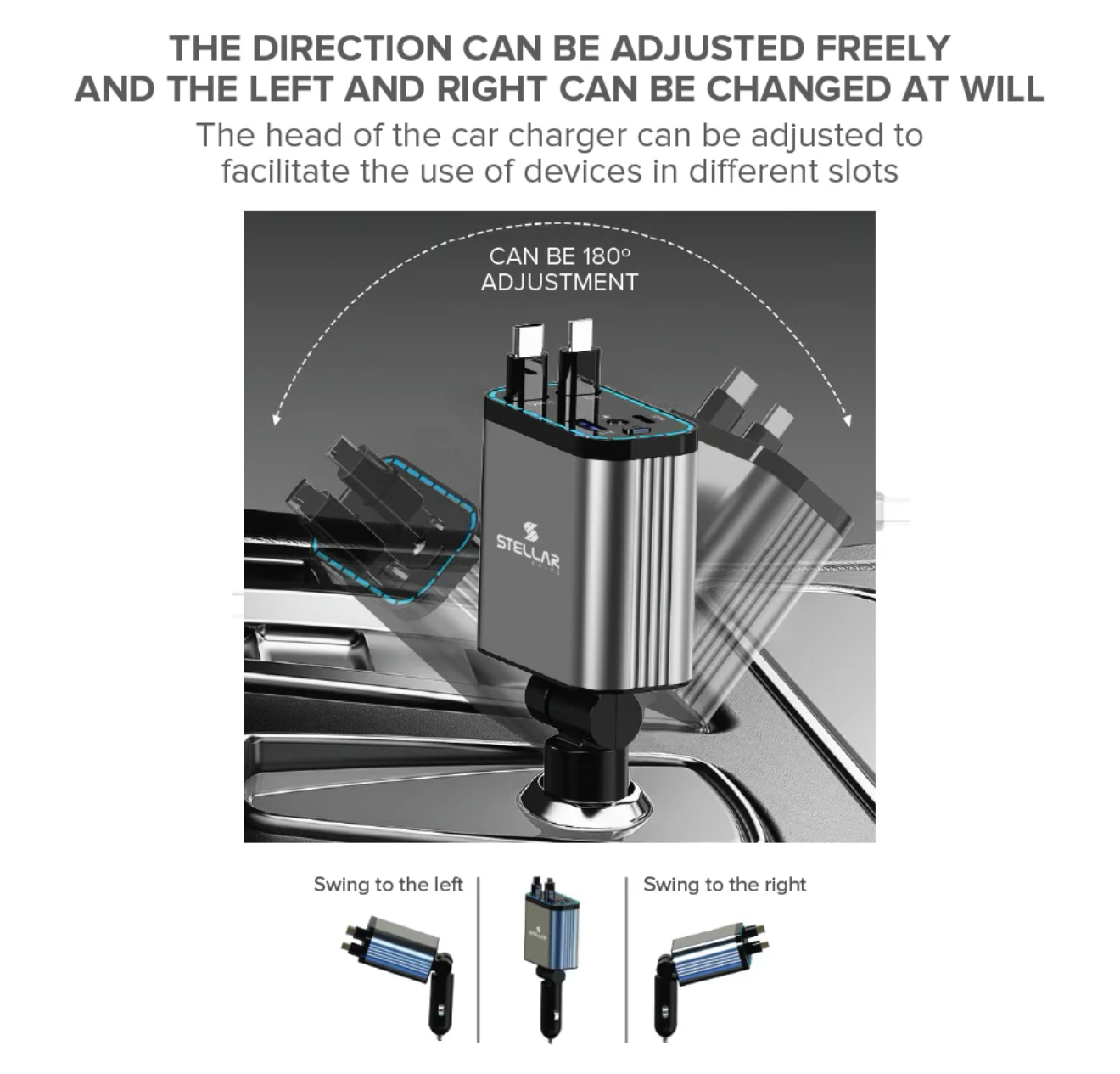 Stellar XC-19 | 4-in-1 Retractable Cable | Fast Charging | 90W | 1 Year Warranty - Modheads.in
