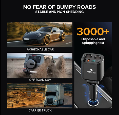 Stellar XC-17 | Dual 12V Car Mobile Charger | Fast Charging | Socket Splitter | 1 Year Warranty - Modheads.in