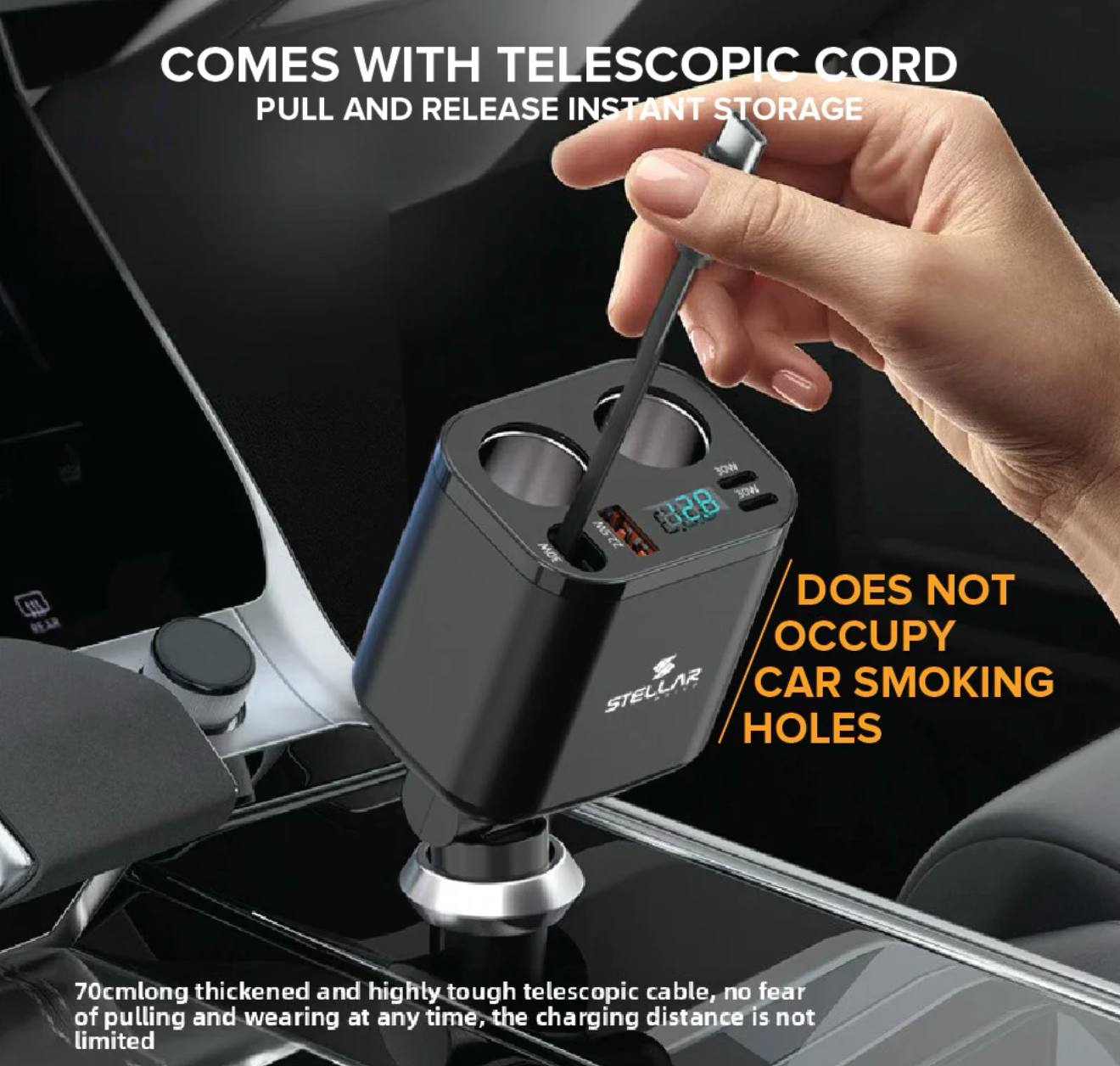 Stellar XC-17 | Dual 12V Car Mobile Charger | Fast Charging | Socket Splitter | 1 Year Warranty - Modheads.in